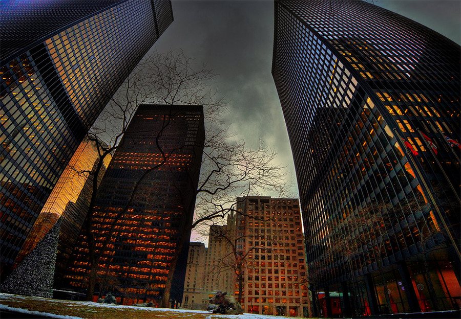 Evening Toronto | evening, lights, skyscraper, megalopolis, Canada, Toronto