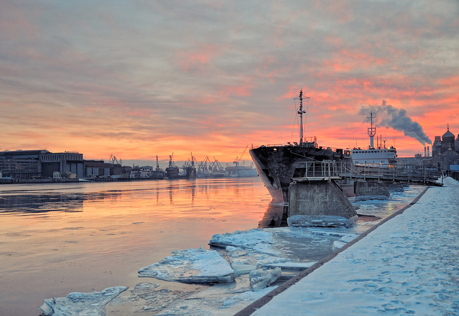 Sunset at wharf