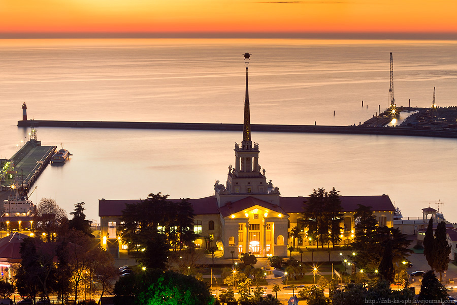 City hall against the bay