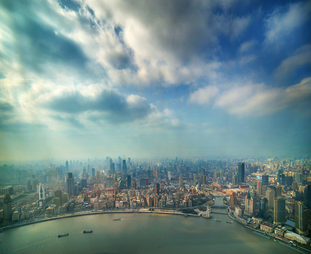 Hazy skyscrapers, Shanghai