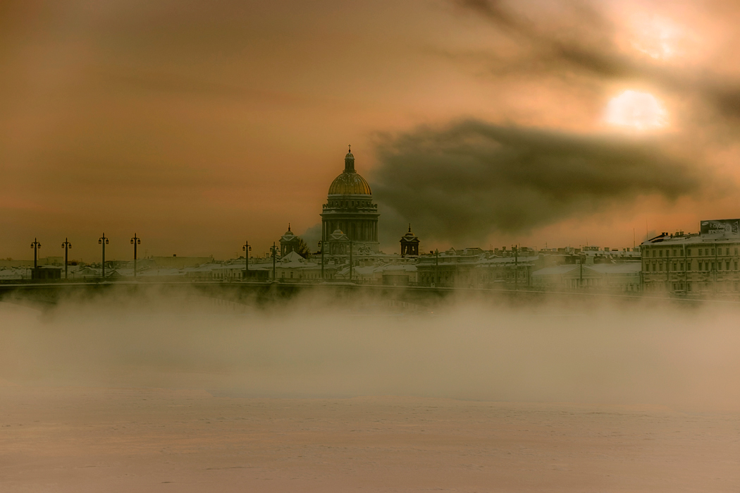 Cathedral in fog