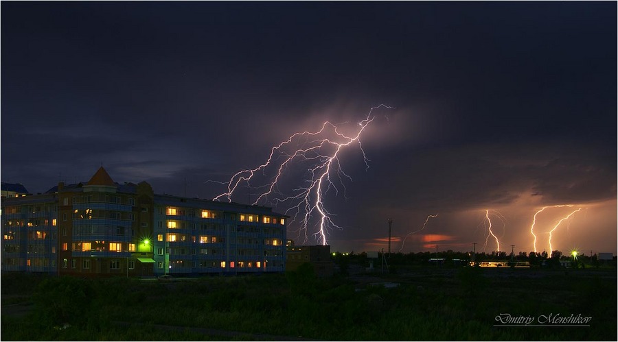 Lightning struck the building