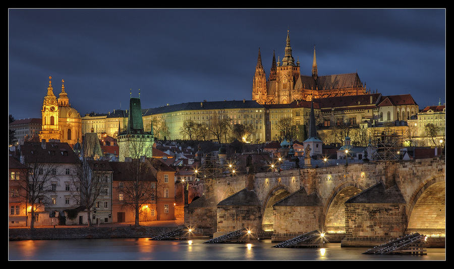 Old city in lights