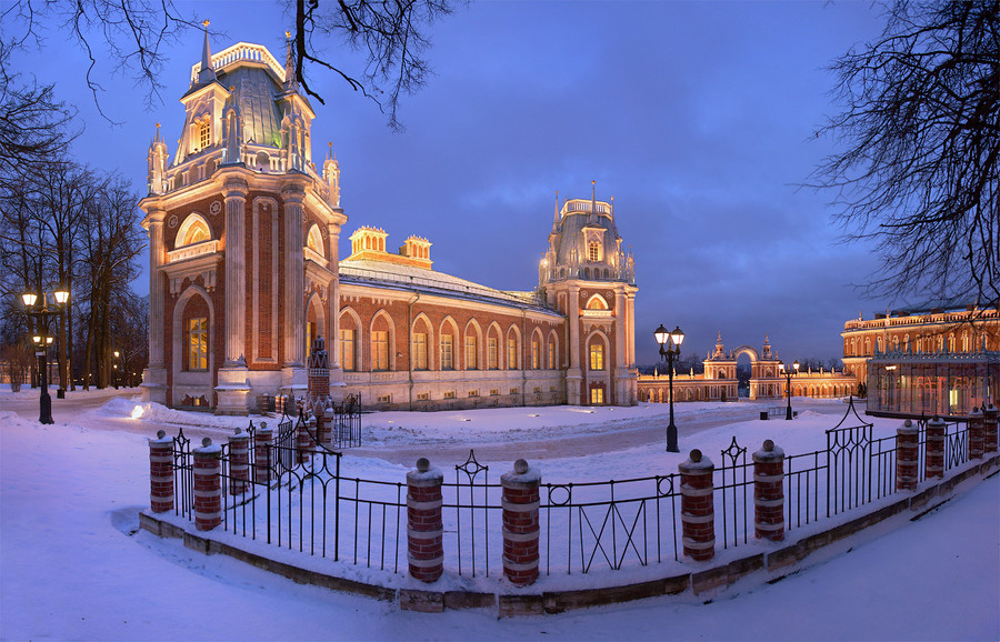 Winter in the russian town