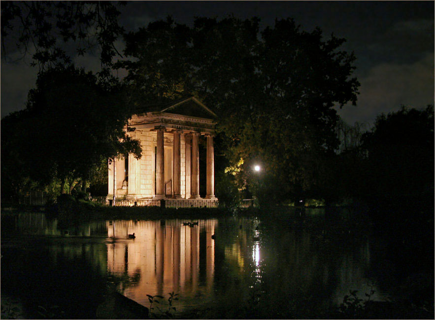 Night in the countryside by the beautiful lake