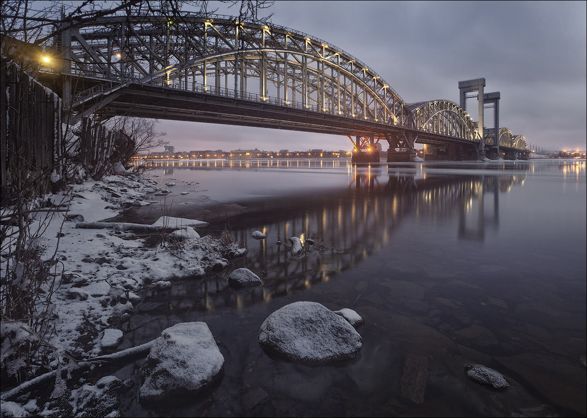 Night rail road bridge