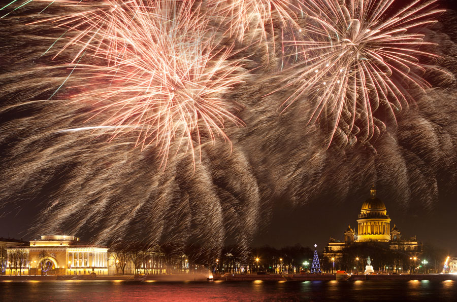 Firework above the city