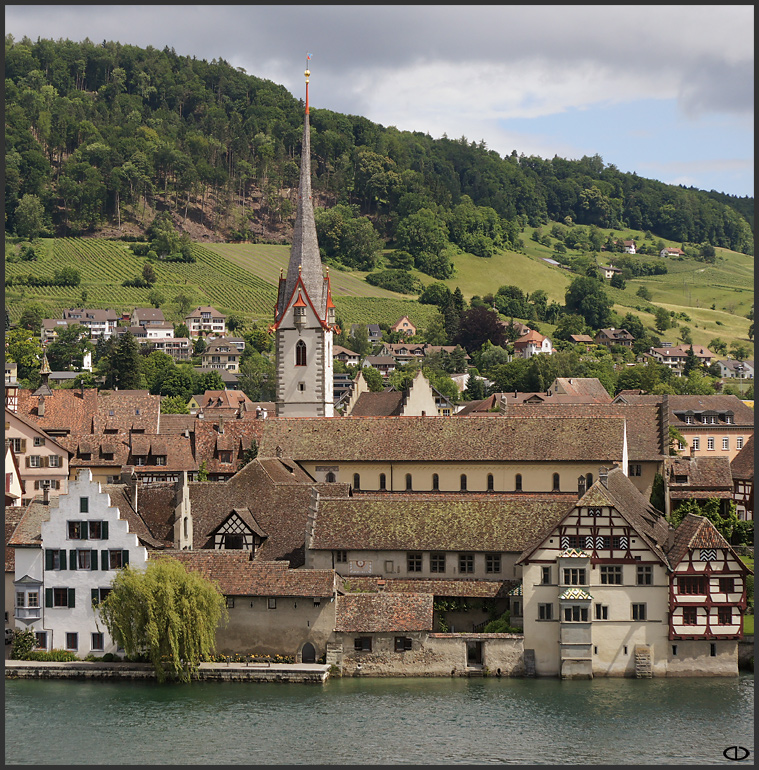 River, town, hillside