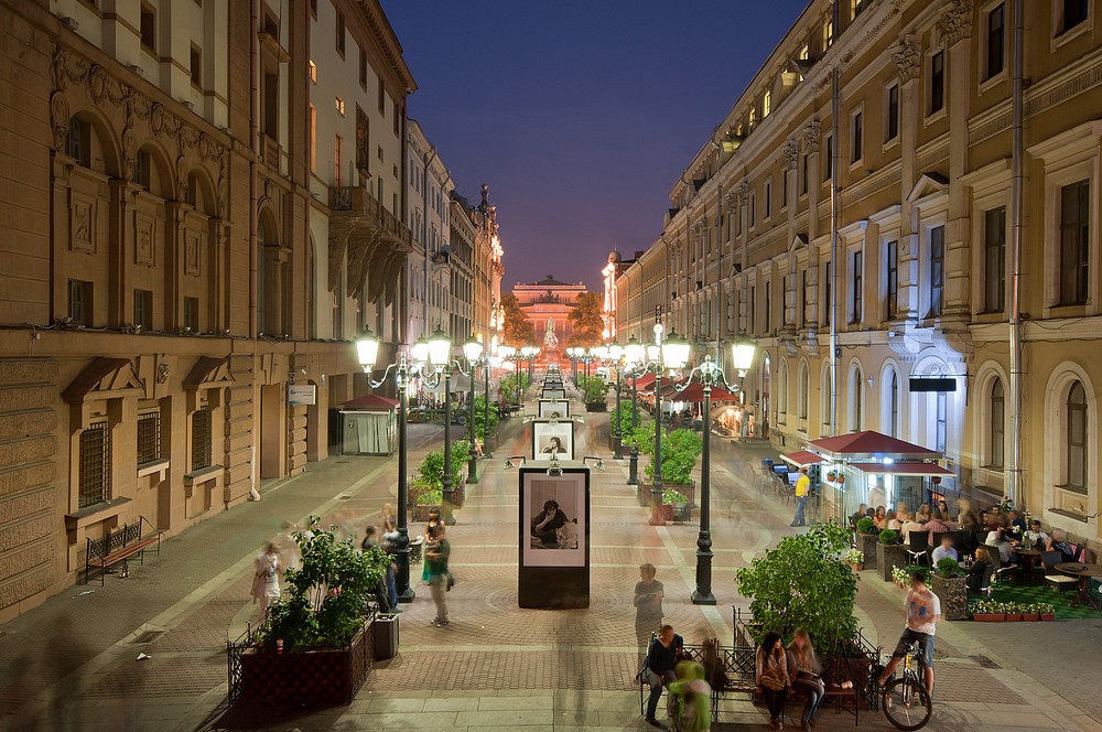 Central street in the mid of the night