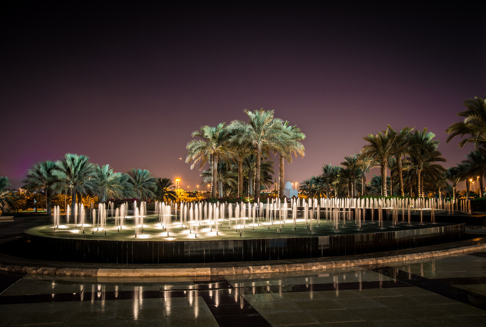 Evening rest by a fountain