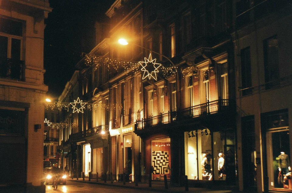 Night street of Antwerp, Belgium 