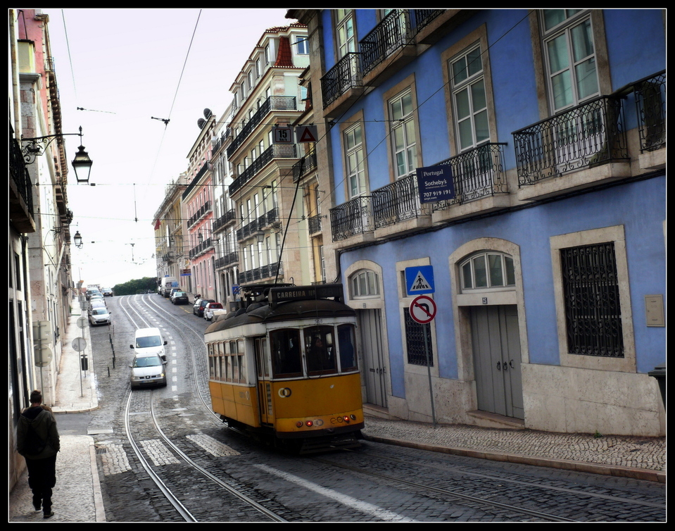 Tramway goes down the hill