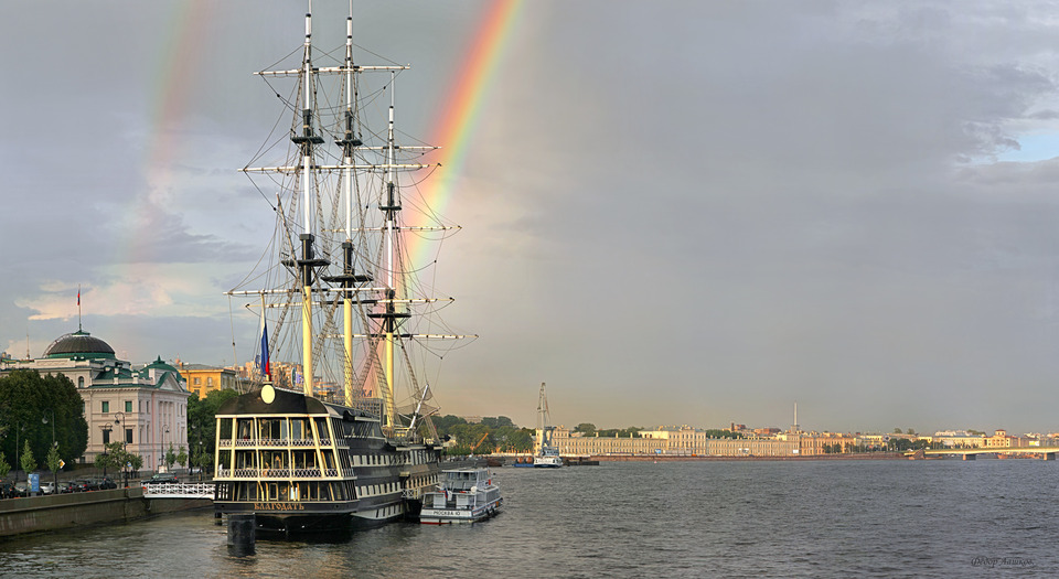 Ship and rainbow