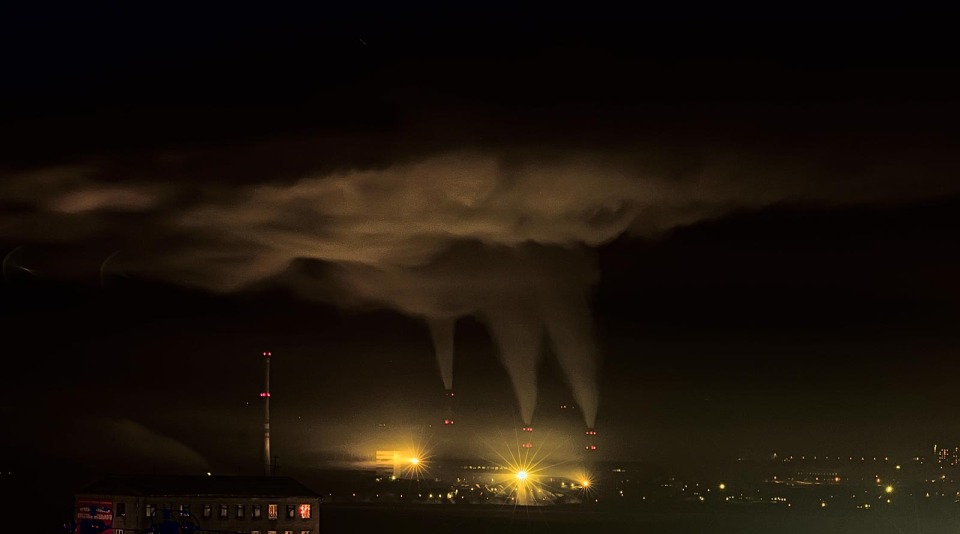 Heat electropower station in the night